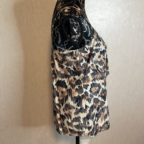 7 For All Mankind Animal Print Sleeveless Cami V Neck Casual Blouse - Picture 2 of 6